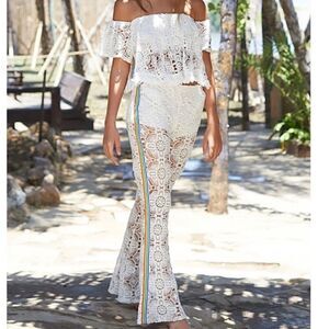 SURF GYPSY Flare Crochet Pants Cover Up.Size L